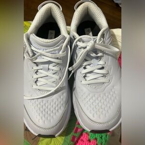 Ladies Hoka white gym shoes!